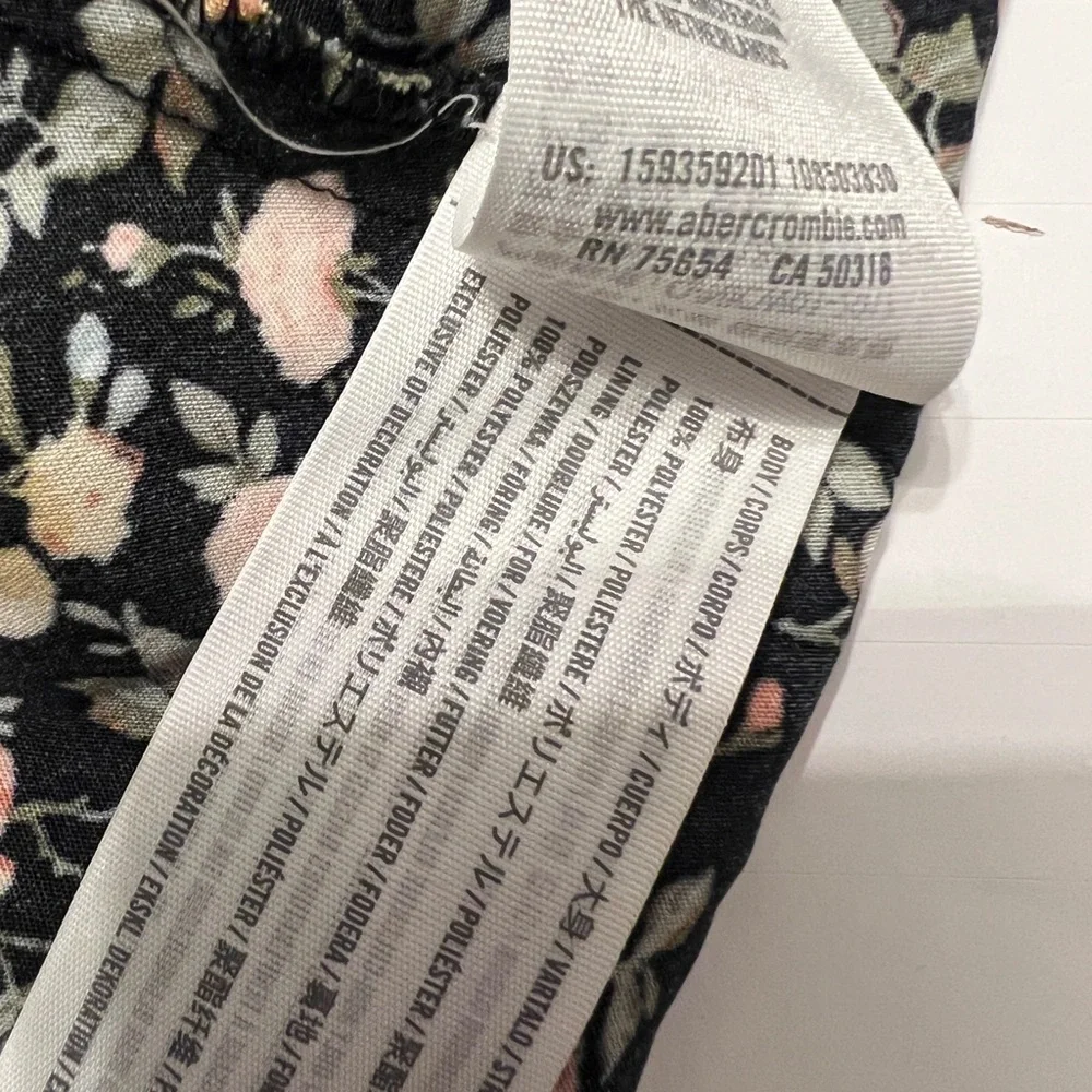 Abercrombie Fitch Black Floral Maxi Dress with Adjustable Tie Back Straps